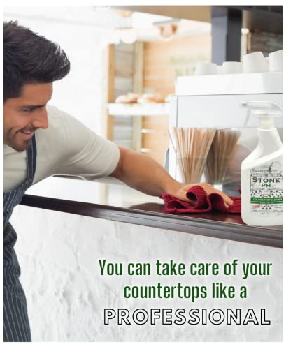 Stone Ph Countertop Cleaner Neutral Kitchen & Home Cleaning Surfaces: Safe, Green, Spray, Marble, Granite, Quartz, Travertine, Non Abrasive & Non Toxic, Biodegradable, Lemon, (25 Fl. Oz) #TOP5