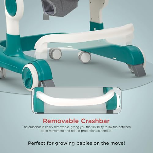 Image of Baybee 2 in 1 Baby Walker for Kids with Adjustable Height & Wheel Lock | Activity Push Walker for Baby with Musical Toy Bar & Stopper | Kids Walker Baby 6-18 Months Boy Girl (Green)