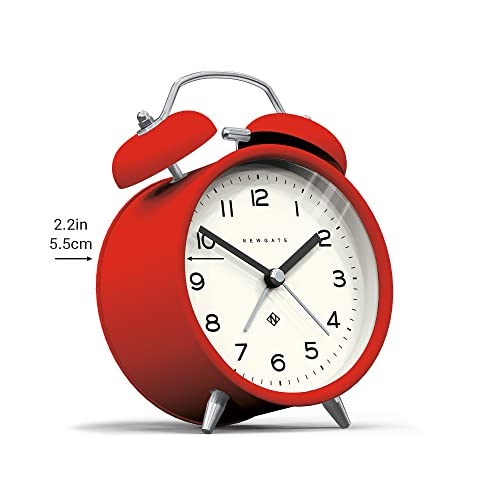 Newgate ® Charlie Bell Echo Alarm - Small Contemporary Bedside Alarm Clock - Analogue Alarm Clock - Twin Bell Alarm Clock - Desk Clock - Bedside Clock - Arabic Numerals (Fire Engine Red) #TOP5