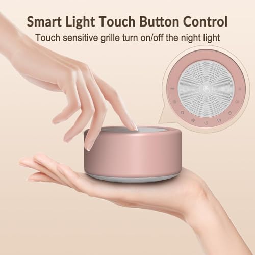 Image of Kipcush White Noise Machine for Baby & Adults, 30 Soothing Sounds, Soft Non-Glare Nursery Lamp, 8 Color Night Lights, Memory Function (Pink, Standard)