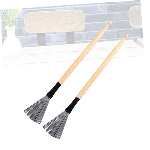 ibasenice 2 piezas de cepillos para batería de alambre de acero y baquetas para tocar jazz, cómodos para principiantes y profesionales, versátiles para todos los estilos musicales miniatura 4