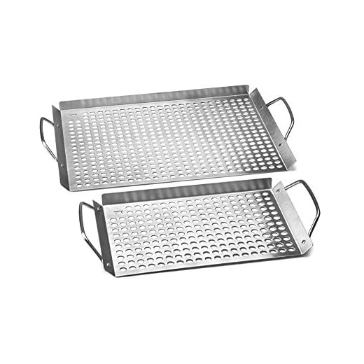 Outset 76630 Stainless Steel Grill Topper Grid, Set of 2, 11"x7" and 11"x17"