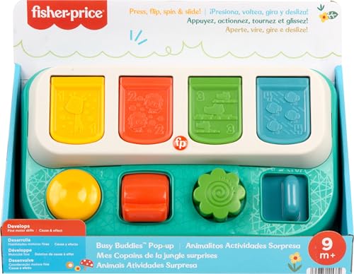 Fisher-Price Baby Early Learning Toy with Fine Motor Activities for Cause-and-Effect Play, Busy Buddies Pop-Up - Image 7