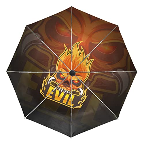 Parapluie automatique de protection UV et coupe-vent Vnurnrn crâne enflammé