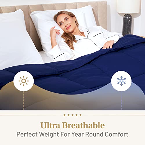 Image of Lavish Comforts Luxury Dark Blue Comforter | Navy Blue Duvet | Premium Bedding | Down Alternative Duvet Insert | Machine Washable Comforter | King 104 inch x 86 inch
