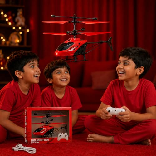 Image of Flying Helicopter Palm Sensing Flying Helicopter Flying for Kids, Girls, Boys, Children I Small Size I Pack of 1 I (Red Colour)