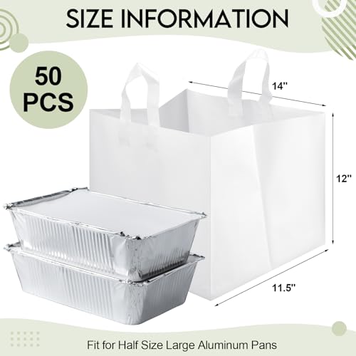 Bulyoou CHS-BULYOOU-56973 50 Pcs Half Tray Catering Bags Take Out Bags Bulk 14 Inch X 11.5 Inch X 12 Inch Catering Bag With Cardboard Bottom And Soft Loop Handles thumb #1