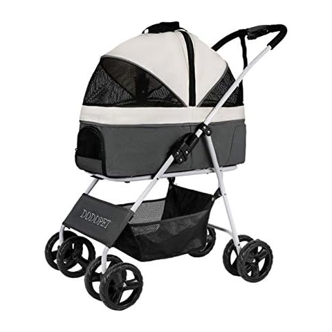 Pet Travel Stroller Dog Cat Pushchair Pram Jogger Buggy With 4 Wheels Folding Flexible,360° Rotation Front Wheel,Max Loading 20kg Cover
