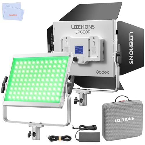 Godox Litemons LP600R RGB LED Light Panel with App Control, 60W Studio Photo Lighting with Privacy Screens, 1800K - 10000K, 14 FX Modes, 360° Rotatable, CRI 96+ TLCI 96+ (LP600R)