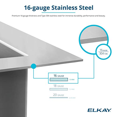 Elkay Crosstown 16 Gauge Workstation Stainless Steel 25-1/2" X 18-1/2" X 9" Single Bowl Undermount Sink Kit #TOP6