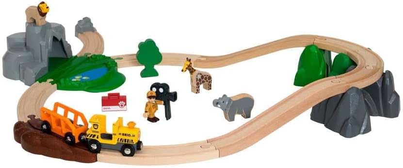 BRIO World Safari Adventure Train Set for Kids Age 3 Years Up - Wooden Railway Expansions and Accessories