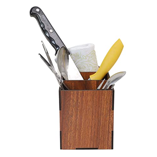 Image of Deskart Kitchen Cutlery Holder | Spoon, Fork, Knife And Paper Napkin Organizer Stand For Home & Kitchen, Resturant, Cafe Dining Table Wooden MDF Dining Table Organizer (Classic)