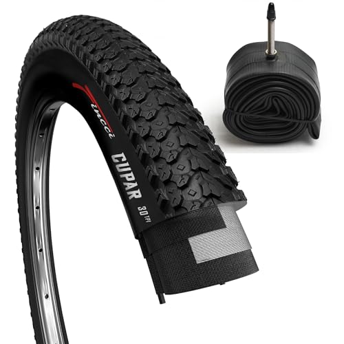 Set 2 Pneus VTT 26x2.125 Fincci + Chambres à Air Presta - Lisses Pour Vélo Route Montagne Hybride