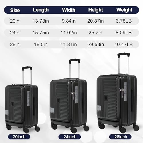 Travel in Style with 3-Piece Hardshell Luggage Set, Front Opening, TSA Lock, Expandable, Black2
