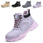Bawalon Safety Boots Mens Womens Work Boots with Steel Cap, Lightweight Water Resistant Non-Slip Safety Shoes Purple UK 5 (EU 38)