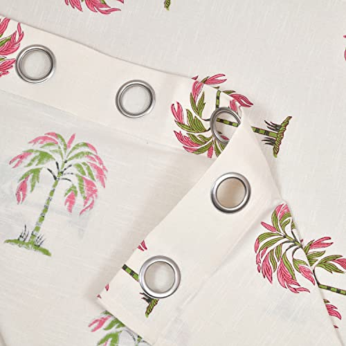 Image of BLOCKS OF INDIA Hand Block Printed Cotton Linen Daylight Door Curtain (Style 2, 7 Feetsemi Sheer, Grommet, Multicolor)