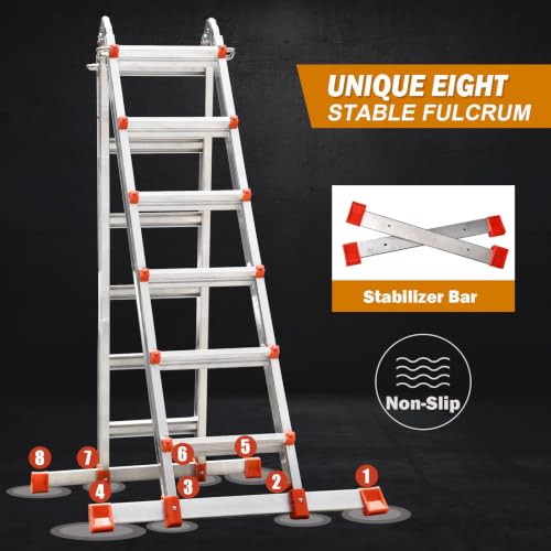 Image of Soctone Ladder, A Frame Extension Ladder, 22.5 Ft Multi Position Ladder