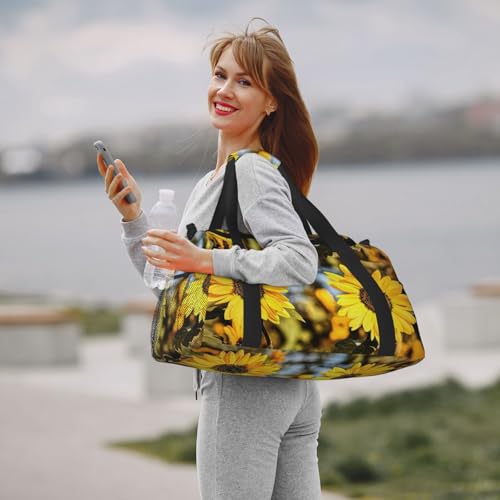 Grand sac de voyage pliable motif tournesol imperméable - 7
