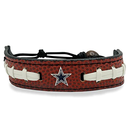 NFL Dallas Cowboys Unisex Leather Football Bracelet Pebble-Grain & Football Stitches for Gift or Game Day Comfortable & Adjustable