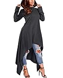 ZANZEA Women's Casual Irregular Hem High Low Long Sleeve Loose Hoodie Sweatshirt Dress Pullover Tops