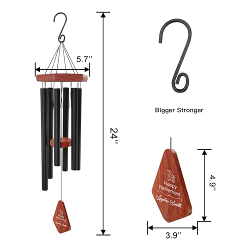 Image of Retirement Wind Chimes Personalized, Retirement Gifts for Woman /Man, Teachers /Worker, Customized Wind Chimes, Decorative Wind Chimes Outdoor