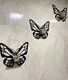 Floating Shelves Wall Mounted Set of 3, Butterfly Wall Shelves for Bedroom/Bathroom/Living Room/Kitchen/Laundry Room Storage & Decoration, Black