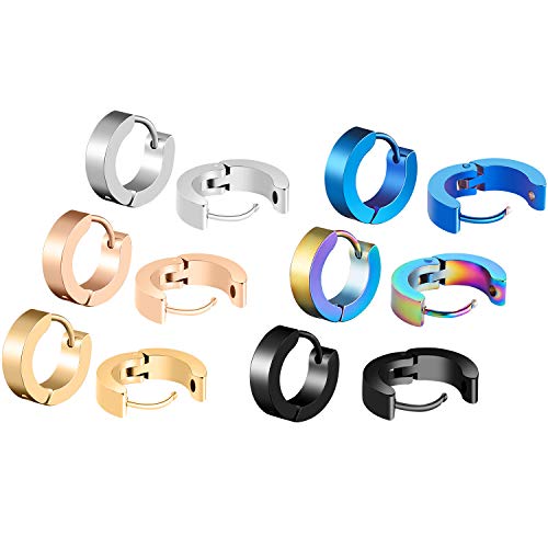 meekoo 12 Pairs Stainless Steel Cross Earrings Cross Dangle Hoop Earrings Hinged Hoop Ear Jewelry for Men and Women Wearing (Style Set 1)3