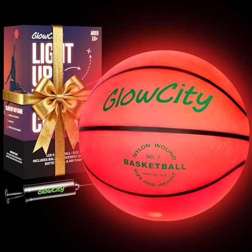 GlowCity Glow in The Dark Basketball - Size 7 Light Up Ball for Teen Boys Gifts, Adults -...
