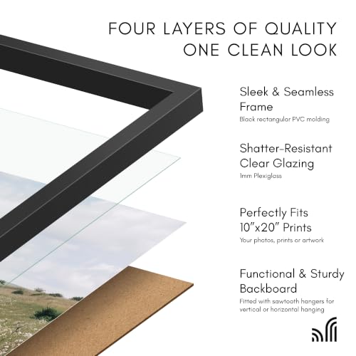 Image of Americanflat Picture Frame - Slim Molding - Black - 10x20 (Pack of 12)