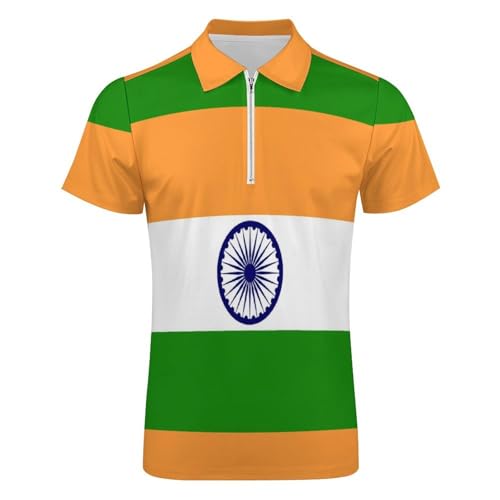 Polo drapeau indien homme slim fit orange à col en v rayé