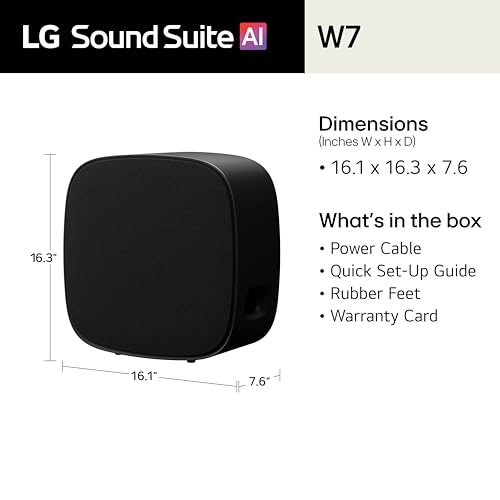 Image of LG W7 Sound Suite Wireless Subwoofer - 8 inch Deep Bass, Dolby Atmos FlexConnect, Compatible TVs, H7 Soundbar & M5 /M7 Speakers, Flexible Vertical /Horizontal Placement - Black (New 2026 Model)