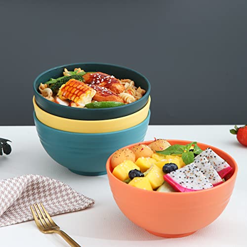 Kyraton Cereal Bowls 4 Pieces, Unbreakable And Reusable Light Weight Bowl For Rice Noodle Soup Snack Salad Fruit Dishwasher Safe, Microwave Safe Bpa Free ( Mutil Color) #TOP6