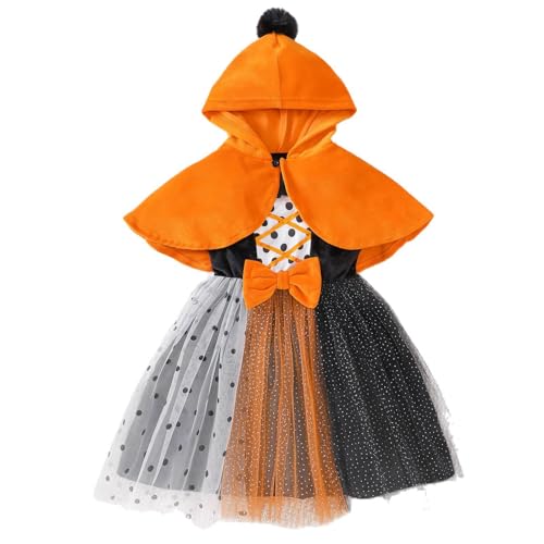 Conjunto de vestido de malla para niñas con capa de Halloween, falda de princesa, disfraz de dos piezas para Halloween, disfraz de fiesta