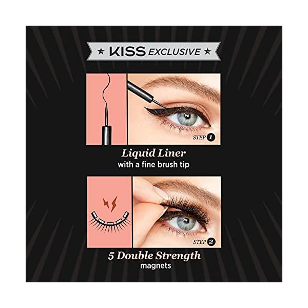 KISS Magnetic Eyeliner, Black, 0.16 Ounce, Smudge Proof, Biotin Infused, Free of Synthetic Fragrances, Dyes, Parabens, Petrochemicals, And Formaldehyde with Precision Tip Brush