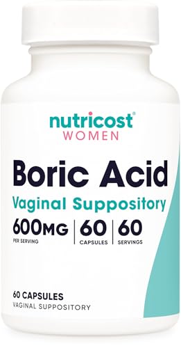 Nutricost Boric Acid 600mg 60 Capsules - Vaginal Suppository - Non-GMO - for Women