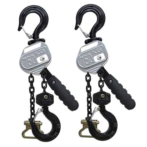 Best Anser VM Lever Hoist Chain, 4.9 ft (1.5 m), Roller, Chain Block, Load Fastener, Gotcha, Pulley, Hoist Fixing Tool, Lightweight, Compact, 2 Units, 0.75 ton, Silver