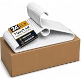 1InTheHome Heavy Duty White Hangers Tubular Plastic Hangers, Set of 24 (Heavy Duty)