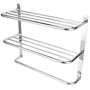 Badkamerplank, badkamerplank 3Tier wandmontagerek met handdoekstangen voor toiletkeuken woonkamer, 55x45x21cm