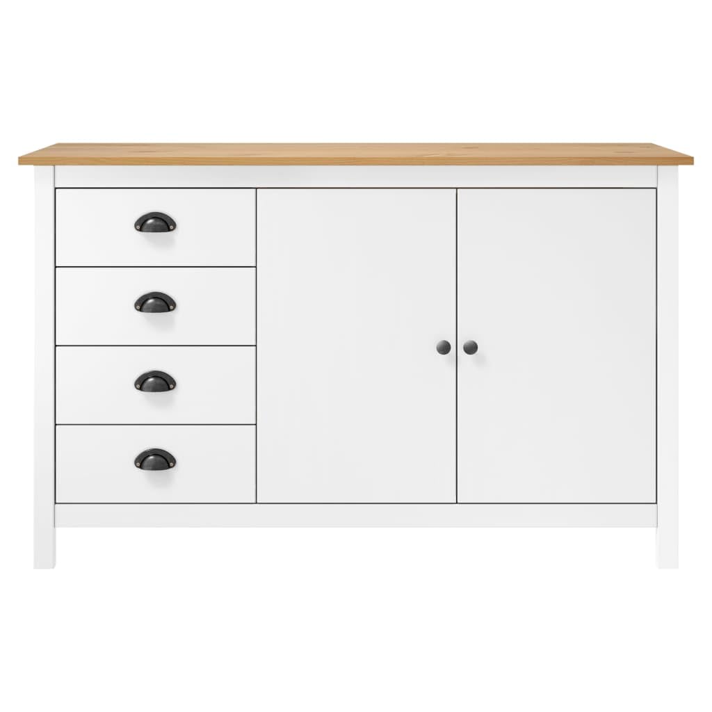 vidaXL Mesita de Noche Hill Madera Maciza de Pino Blanco 130x40x80 cm