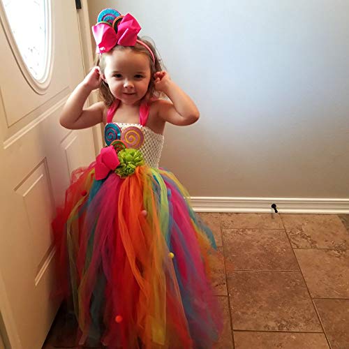 Dostutu Cute Lollipop Dress For Little Girls Handmade Rainbow Clown Costumes Birthday Pageant Fiesta Party Gifts (Candy, 5-6 Years) #TOP1