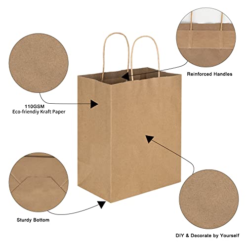 Toovip 90 Pack Plain Brown Kraft Paper Bags With Handles Bulk, Multiple 3 Assorted Sizes Gift Bags thumb #2