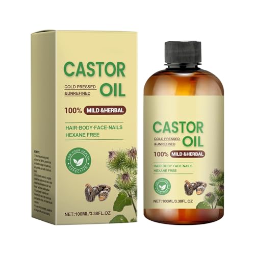 RizinusöL, HaaröL, Castor Oil, RizinusöL Kaltgepresst Bio, HaaröL Wachstum, Organic Castor Oil For Hair Growth, NatüRlich Rizinus öL FüR KöRper, Haare, NäGel, Wimpern, Augenbrauen - 100ml