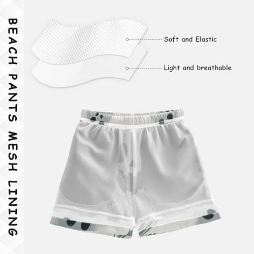 Pigsaly Boys' Swim Board Shorts White Cute Halloween Ghost Boy's Swim Trunks Kids Swimwear 4T4