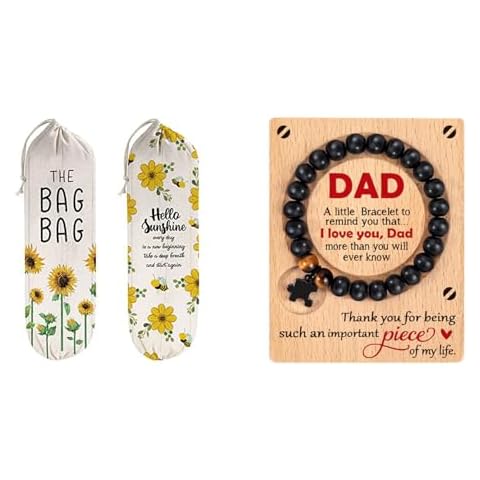 Dad Gifts Set for Father's Day- Dad Bracelet Gift- Sunflower Plastic Bag Holder Cover