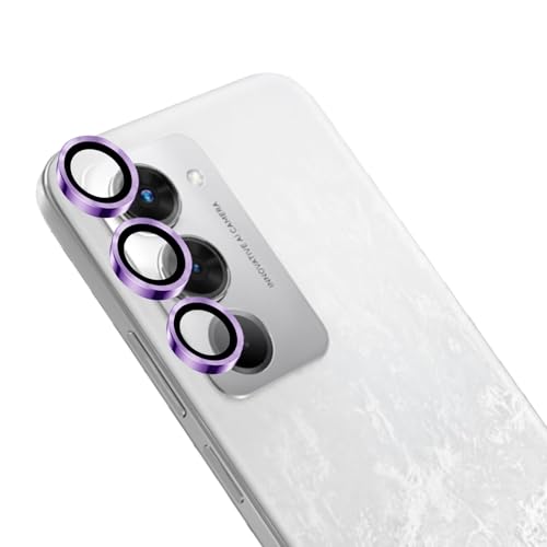 Image of Amazon Brand - Solimo Camera Glass Lens Protector Ring for Redmi 15 5G Case Friendly with Edge to Edge Coverage and Easy Installation (Purple)