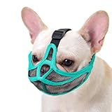 Herrypiggy Short Snout Dog Muzzle with Soft Mesh, Breathable Won’t Cover Forehead Bulldog Muzzle, Anti Biting Chewing Barking for Small Medium Large Dogs(S,Green)