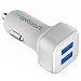 Car Charger, Maxboost 4.8A/24W 2 USB Smart Port Car Charger [White/Grey] For iPhone X 7 6S 6 Plus,SE 5S 5 5C,iPod,Galaxy S9 S8 S7 S6 Active,Note,LG G6 G5,HTC,Nexus 5X 6P,Pixel 2 XL,iPad Mini Air Pro