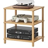 LELELINKY 3-Tier AV Media Player Stand, Natural Stereo Cabinet, Modern Audio Shelf, Wooden TV Stand,Game Console Shelf, Multifunctional Entertainment Center, Suitable for Home, Conference Room