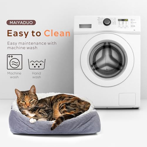 MAIYADUO Weiches Katzenbett Waschbar 42x38 cm Plüsch Haustierbett für Kleine Hunde und Katzen - 2 in 1 Katzenkissen Katzendecke Katzensofa Nest Bett, Entfaltete Größe 61x51 cm