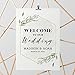 Andaz Press Personalized Extra Large Wedding Easel Board Party Sign, 12x18-inch, Modern Black, Gold with Green Leaves Florals, Welcome to Our Wedding Bride Groom Name Date, 1-Pack, Custom